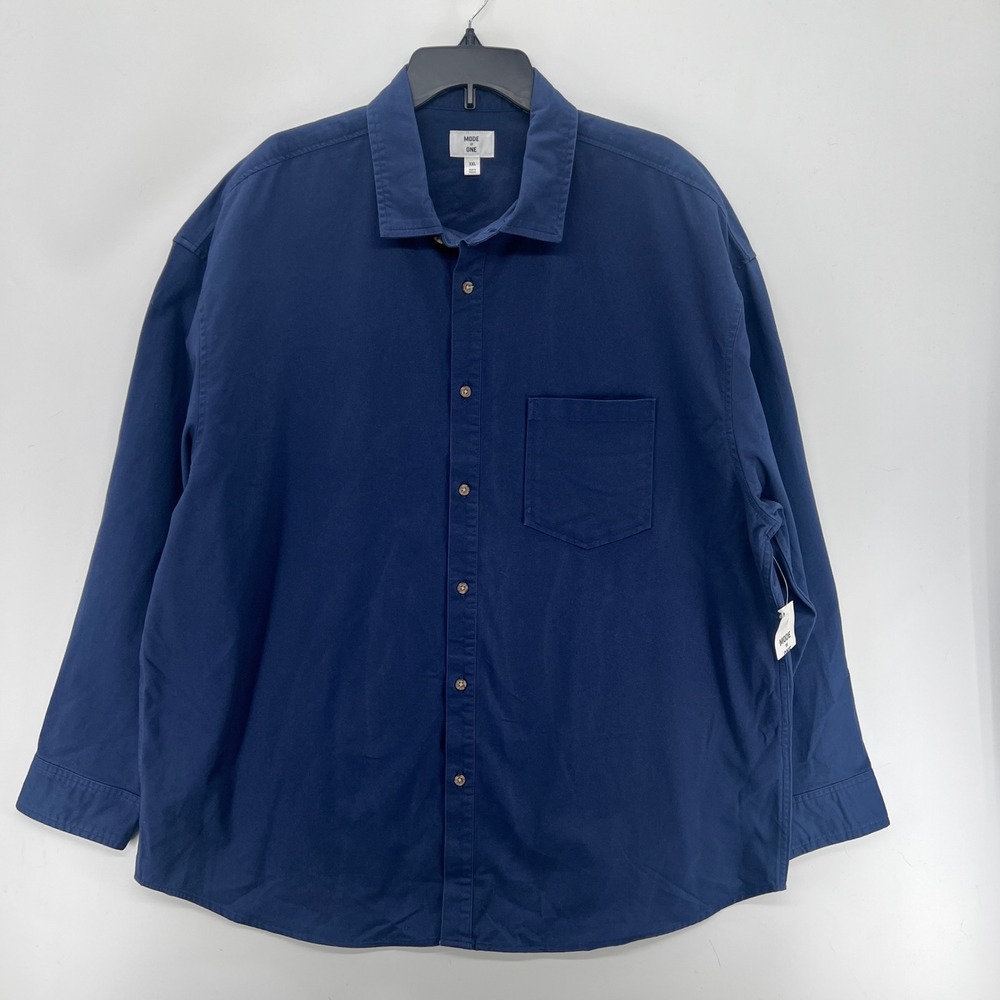 NEW Macy's Mode of One Men's Relaxed Fit Button Down Twill Shirt XXL Heavyweight